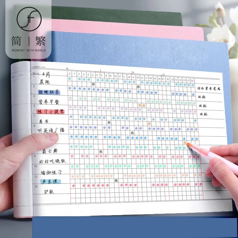 Agenda per check-in per studenti Blocco note Gestione del tempo Lista delle attività Quaderni scolastici giornalieri Calendario Studio Cancelleria Ufficio Piano settimanale