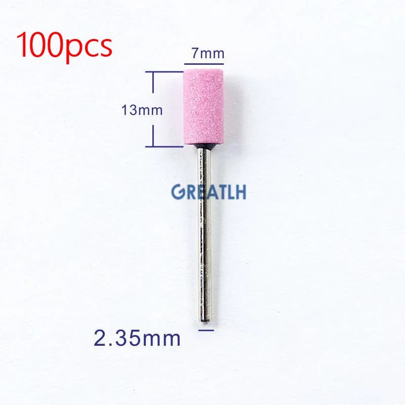 100 pz/set denti lucidatura trapani dentale medio ghiaia pietra ceramica rosa lucidatura frese 2.35mm gambo dentale dentista forniture