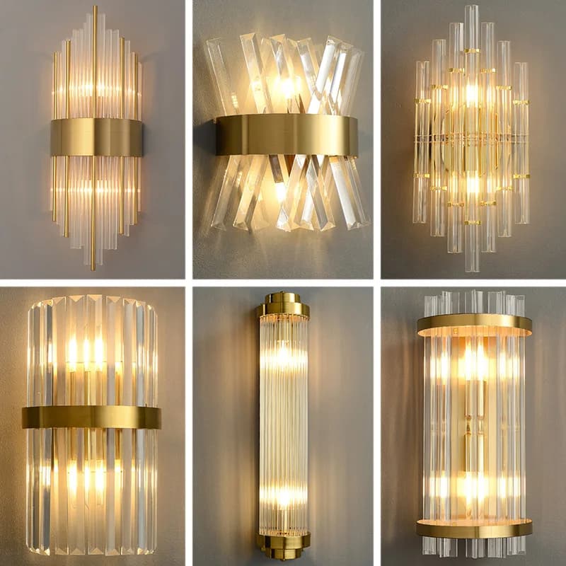 Lampada da parete moderna in cristallo di lusso leggero soggiorno Tv sfondo sala da pranzo illuminazione da comodino camera da letto a Led