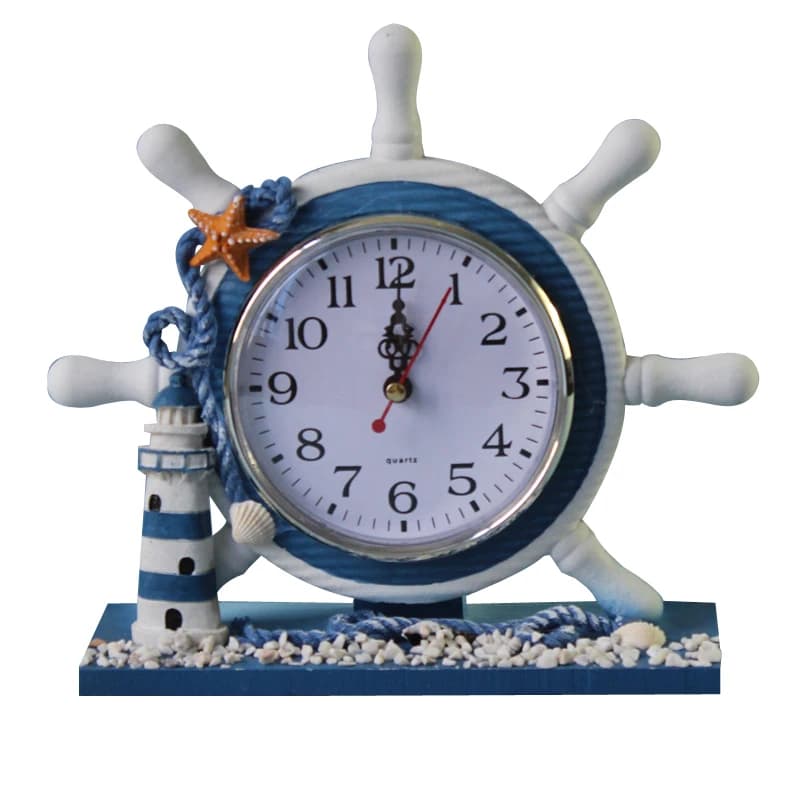 Retro nave di ancoraggio nautica in legno spiaggia mare tema barca ruota circolare orologio da polso timone tavolo da sterzo Decor camera della casa