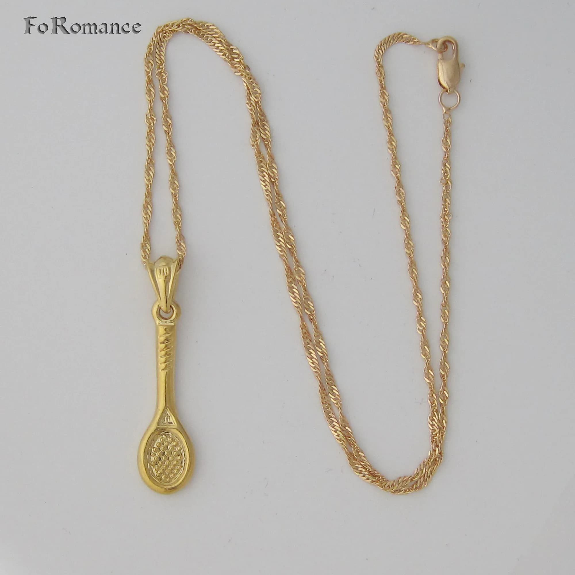 COLLANA con onde d'acqua da 18" placcata in oro giallo TENNIS RACKET CANGI 40 MM 1,57 POLLICI LARGHEZZA 10 MM SPORT THEME