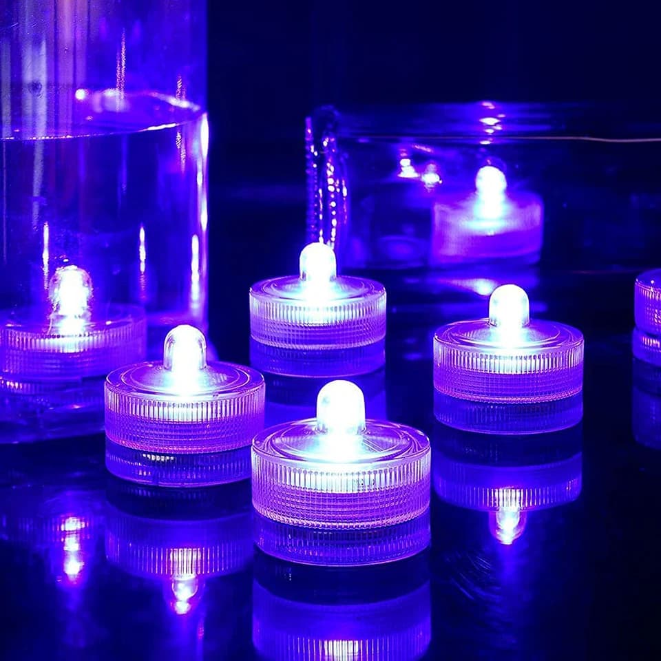 12Pcs sommergibile a LED senza fiamma candela teal"luci subacquee per piscina per la casa di nozze vaso Festival decorazione del partito