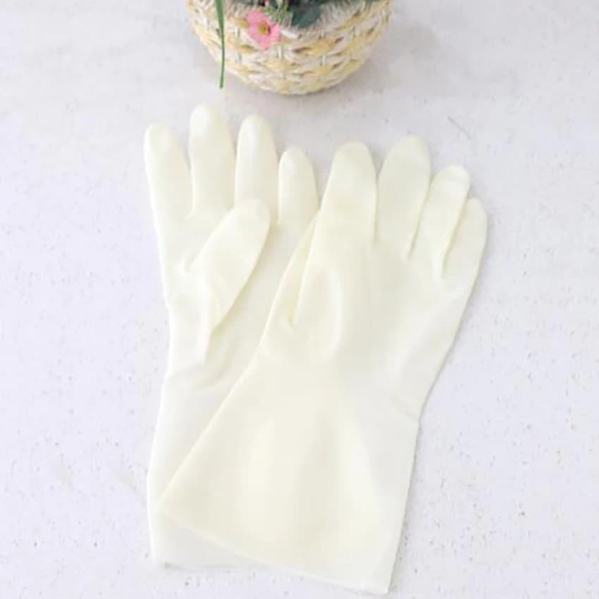 1 paio di guanti in Nitrile guanti da lavoro in Nitrile resistenti all'olio lunghi 33cm guanti in lattice Non appiccicosi per la pulizia della casa, bianco, verde