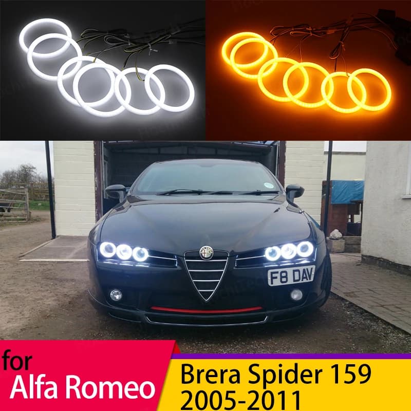 Super Luminoso Switchback Luce diurna 6 pz Dual Color Cotone LED Angel Eyes Anelli Kit Per Alfa Romeo Brera Spider 159 2005-2011
