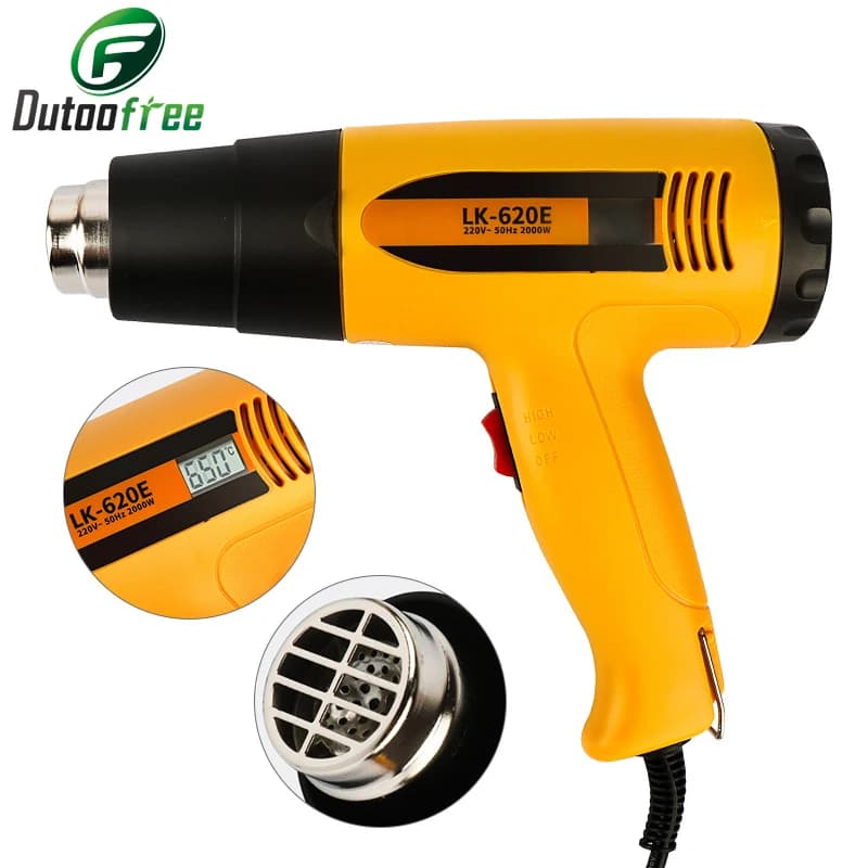 1 Set Pistola Termoretraibile Industriale Torcia di Saldatura di Plastica Asciugacapelli Caldo Auto Lamina di Arrosto 2000W FQ-2000S Display Digitale
