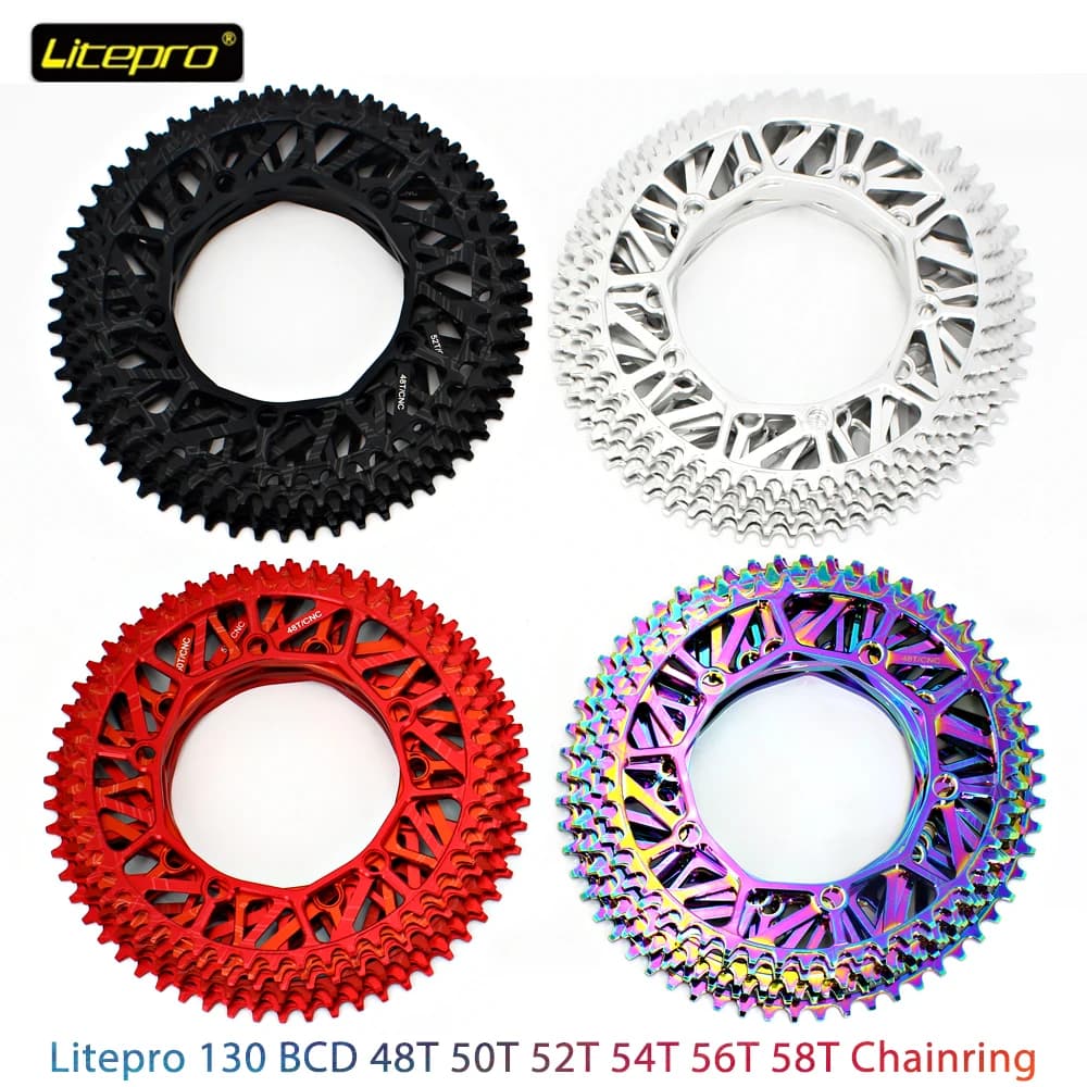 Litepro Chainring 130BCD 48T 50T 52T 54T 56T 58T singolo disco Chainwheel pieghevole bici catena ruota bmx catena Link parti della bici