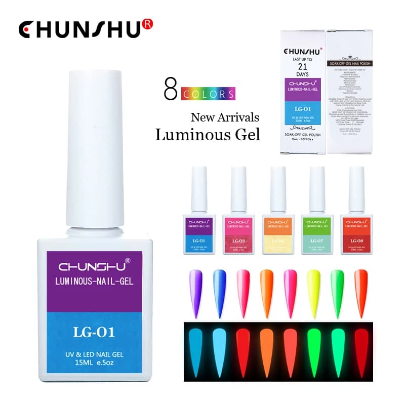 Smalto per unghie Gel luminoso CHUNSHU 22 colori fluorescenti UV LED unghie Semi permanenti Gel per unghie vernice ibrida Glow In The Dark 15ML