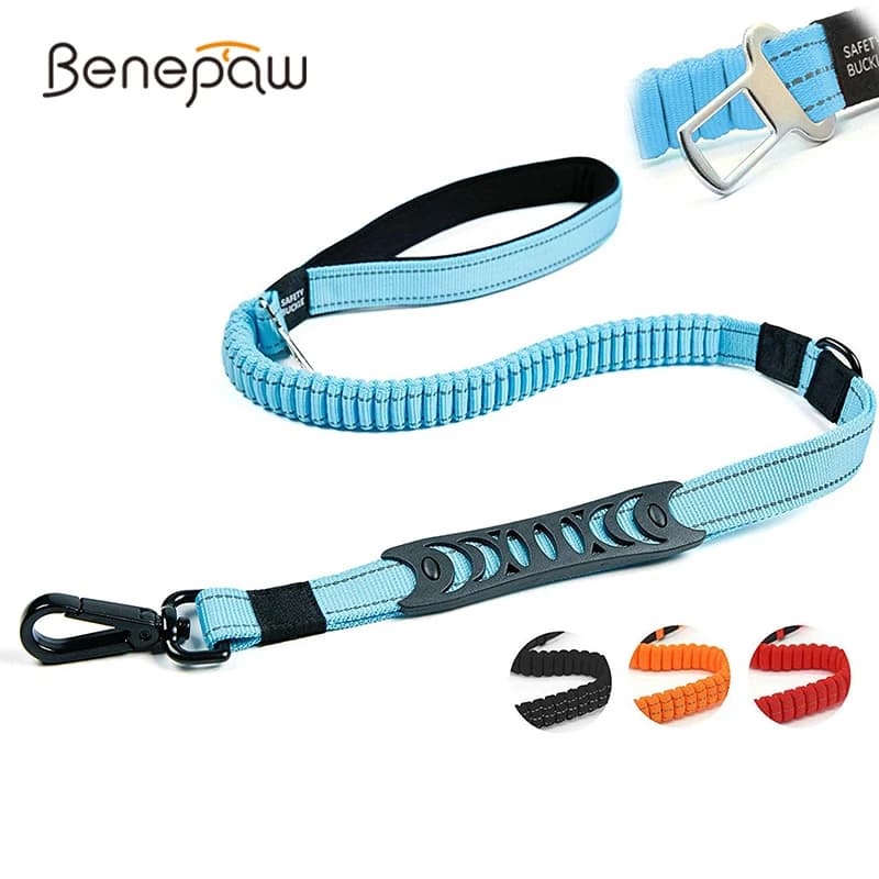 Benepaw Multifunzionale Heavy Duty Attrezzature Bungee Guinzaglio Del Cane Riflettente Shock Absorbing Formazione Guinzaglio 2 Traffico Cane Maniglia Auto Cintura di Sicurezza