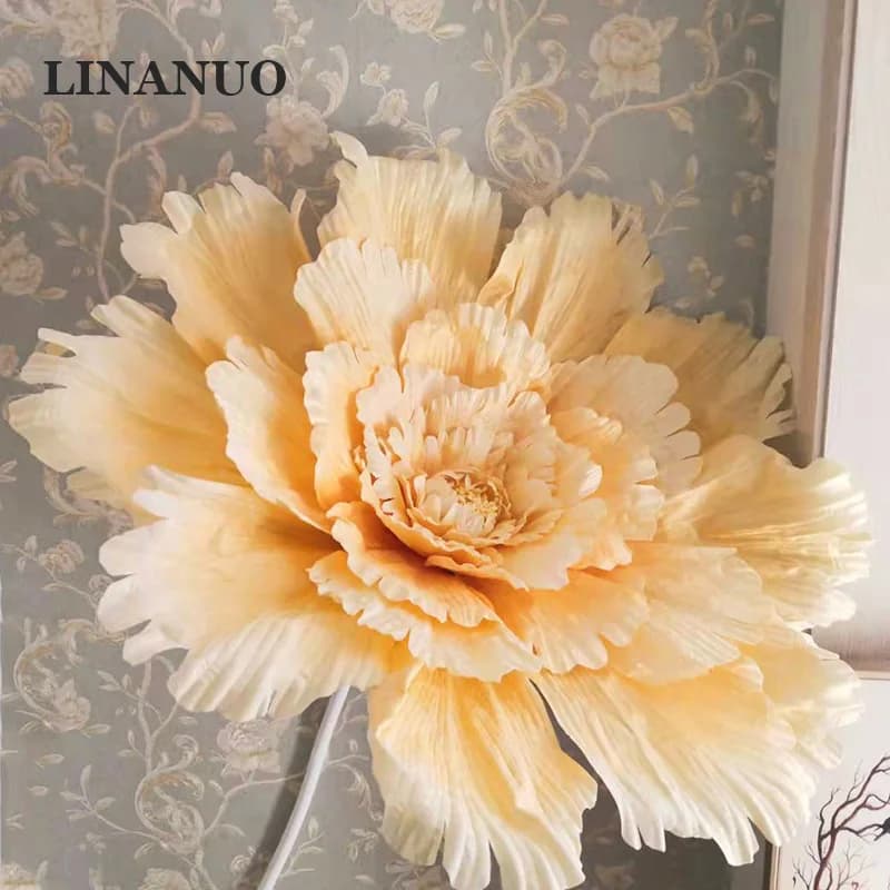 Decorazioni per matrimoni Velluto Fiore artificiale grande Testa di peonia Fiore nuziale fai da te Sfondo Decorazione da parete Layout di scena per feste a casa
