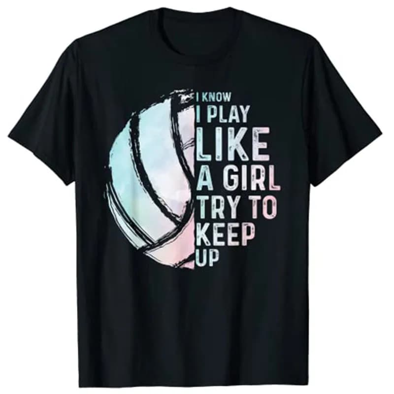 T-shirt per amanti dello sport per ragazze, donne, giovani, adolescenti, dal design divertente di pallavolo