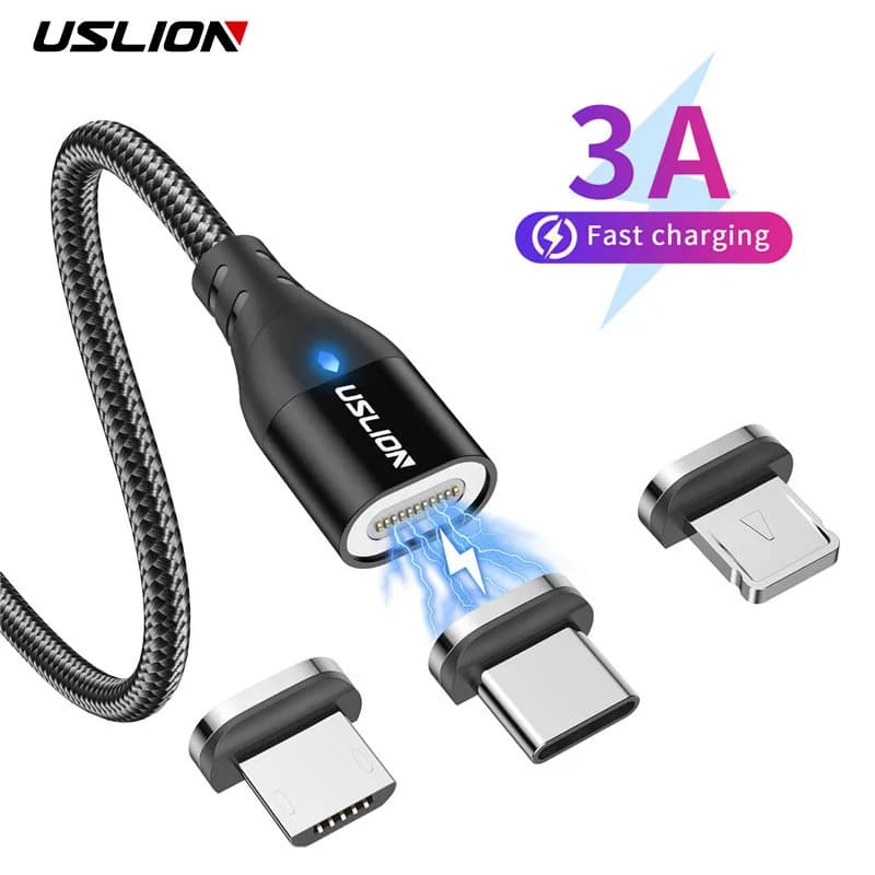 Cavo caricabatterie magnetico USLION Cavo USB Micro tipo C Ricarica rapida per iPhone 12 Cavo di ricarica dati magnetico Cavo adattatore per telefono