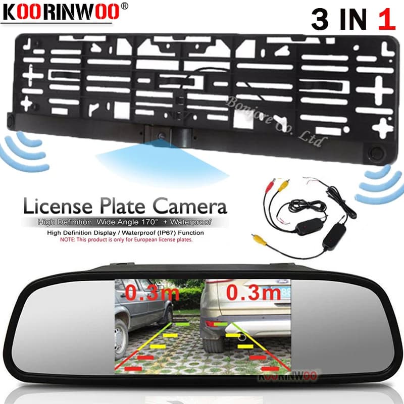 Koorinwoo Parktronic telecamera targa ue + sensori di parcheggio per auto Monitor per auto telecamera per retromarcia sistema di parcheggio per Radio Android