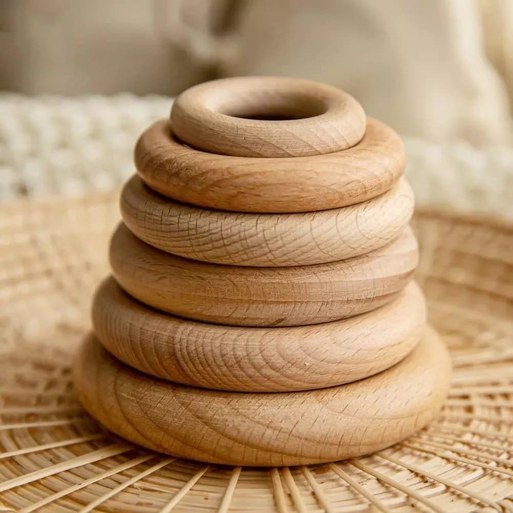 Nuovo 5Pc 40/55/60/65 millimetri di Legno di Faggio Anelli di Dentizione Del Bambino di Legno Massaggiagengive Accessori Per Il Bambino Braccialetto FAI DA TE Che Fanno