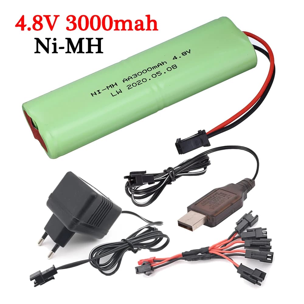 Batteria NiMH 4.8v 3000mah caricabatterie 4.8v per giocattoli Rc auto serbatoi robot barche pistole Ni-MH AA 4.8v batteria ricaricabile