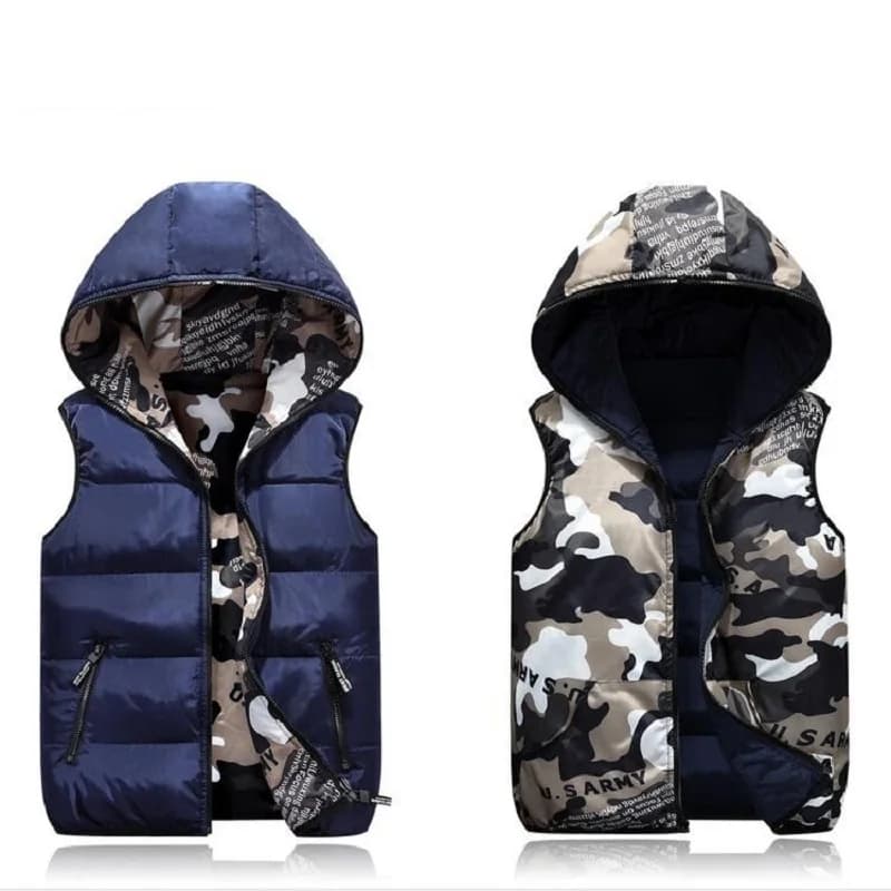 Completi genitore-figlio gilet reversibile Camo caldo ragazze ragazzi cotone gilet con Zip intera scuola bambini capispalla giacca bambino 100-185cm
