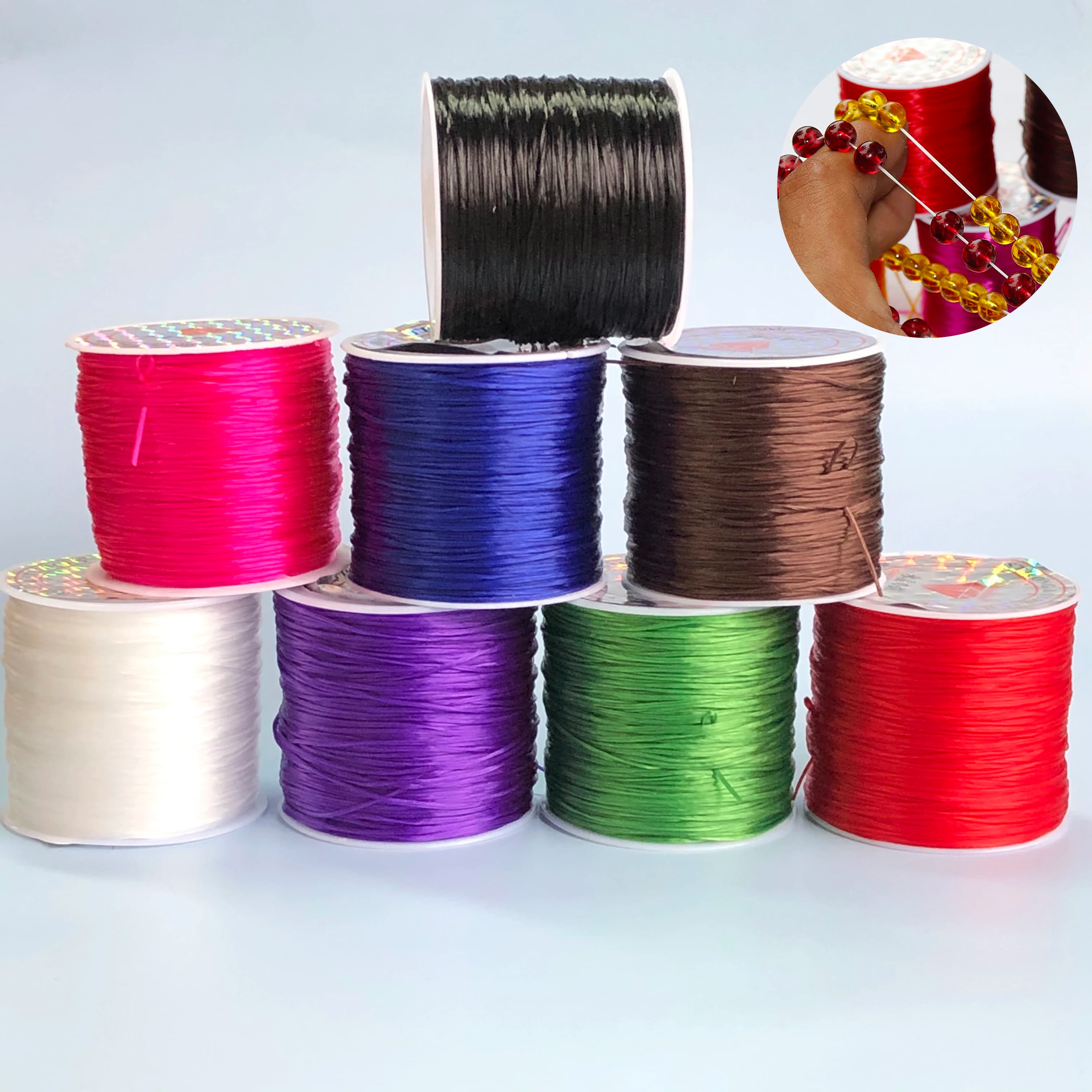 1 rotolo/lotto 60m forte cavo elastico per perline di cristallo per braccialetti filo elasticizzato collana di corde gioielli fai da te creazione di cordoncini linea