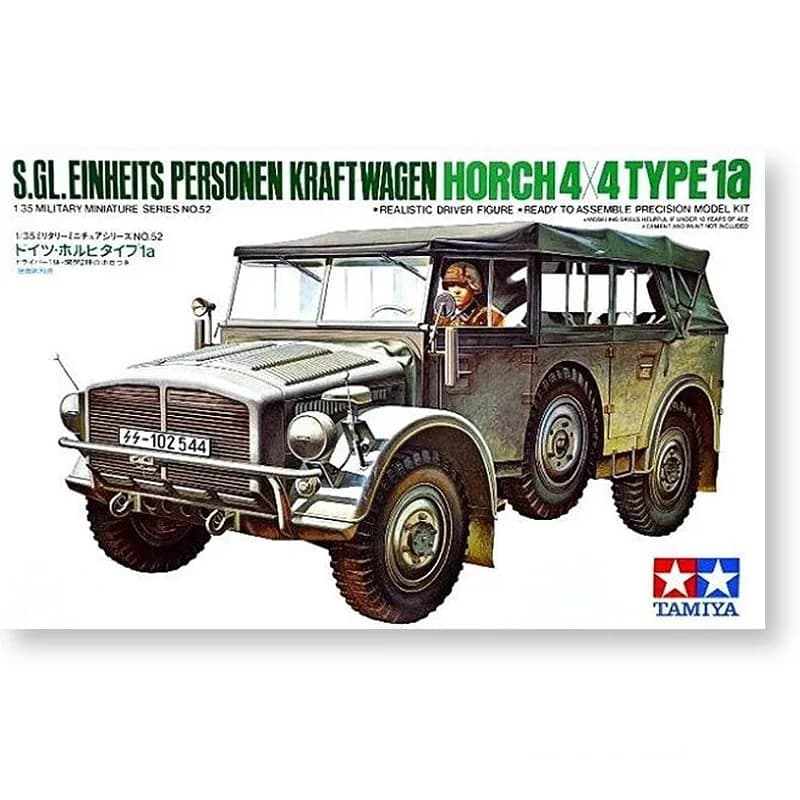 Tamiya Modello di assemblaggio in plastica 1/35 Germania Horch Tipo 1A Grande comandante Auto Collezione per adulti Kit di montaggio fai da te 35052