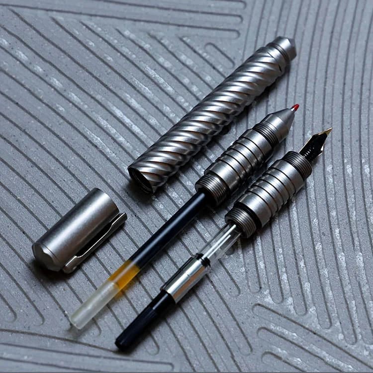 Titanium Alloy Tactical Pen 2 in 1 interchangeable ballpoint pen and fountain pen Self Defense Tools