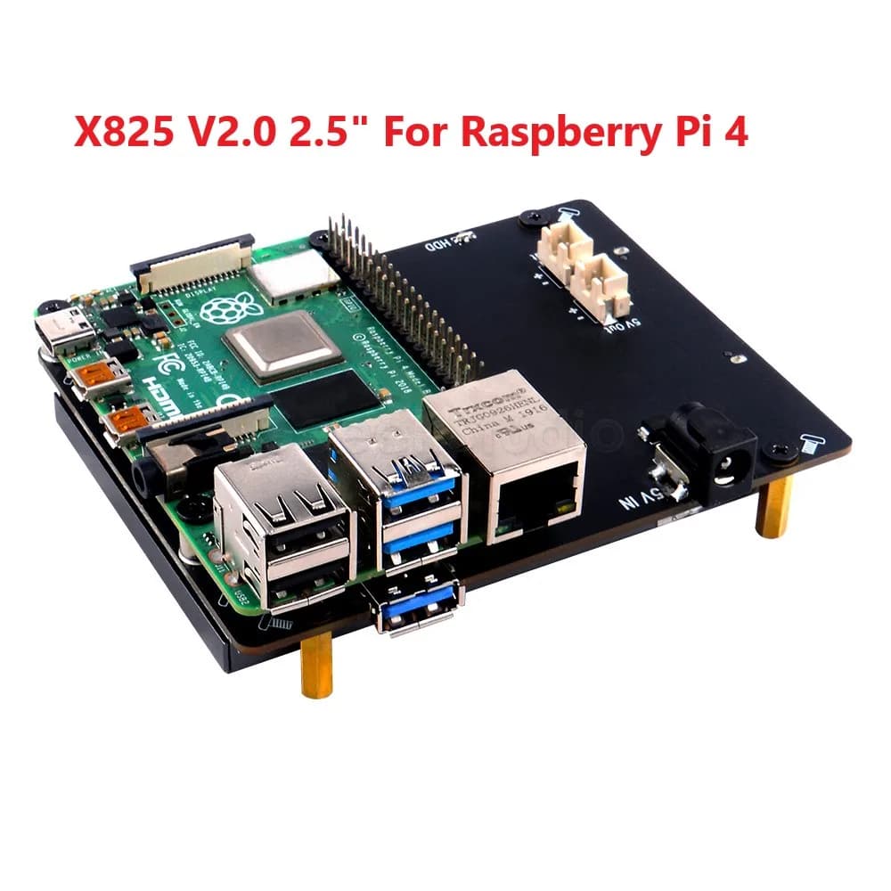 Raspberry Pi X825 V2.0 Scheda di espansione archiviazione HDD/SSD SATA da 2,5 pollici Custodia in acrilico per Raspberry Pi 4B (4 modello B)