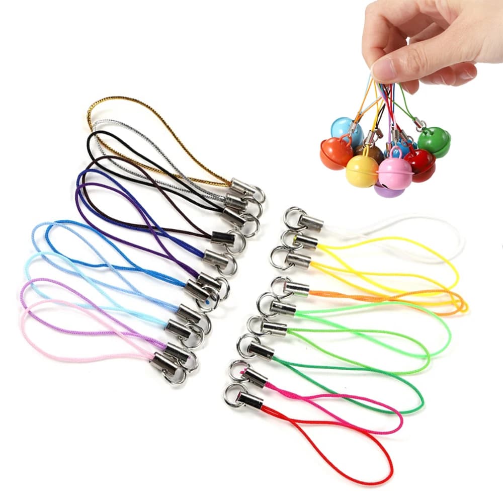 20 pz/pacco poliestere singolo anello cordino campana di natale portachiavi corda per telefono cellulare USB Flash Drive fascino portachiavi accessori