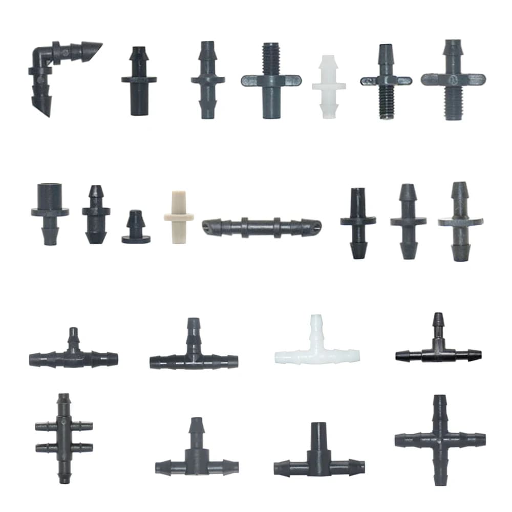 Garden pipe Connector Water drip irrigation for tubes 1/4 '' and 1/8 '' pipe fittings Joints T-shirts Plug adapters Cross Eng
