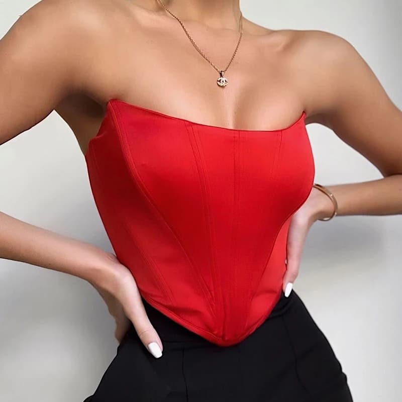 Women's Sexy Short Sleeveless Corset Top Short Vest Women's Underwear Top Busier Without Solid Backrest
