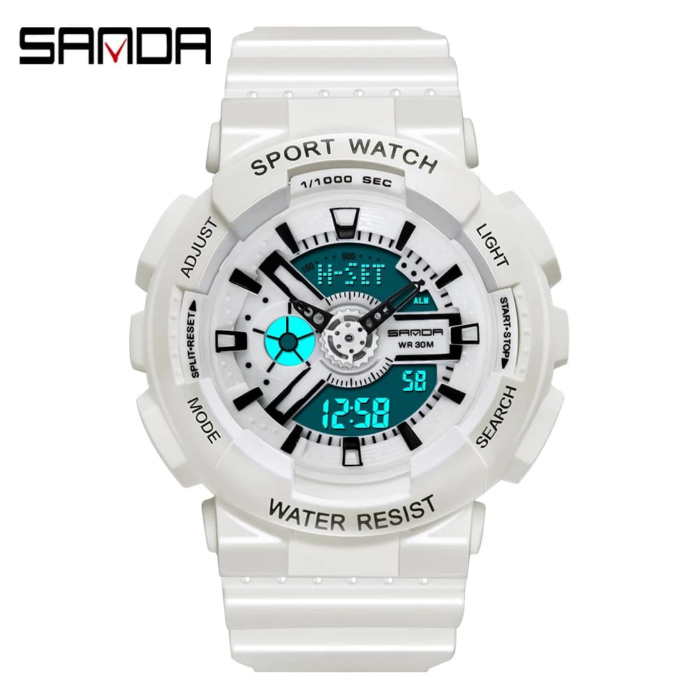 Fashion Sanda Top Brand Sport all'aria aperta bianco orologio digitale donna sveglia 3bar impermeabile Shock orologi militari Display a Led