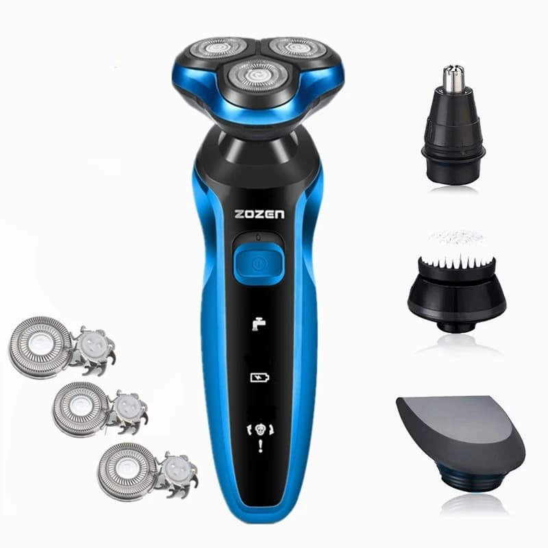 ZOZEN Rasoio Elettrico Ricaricabile per Uomo, Macchina per la Rasatura e la Pulizia della Barba, Utilizzo a Secco e Bagnato, Lavabile ZN1159