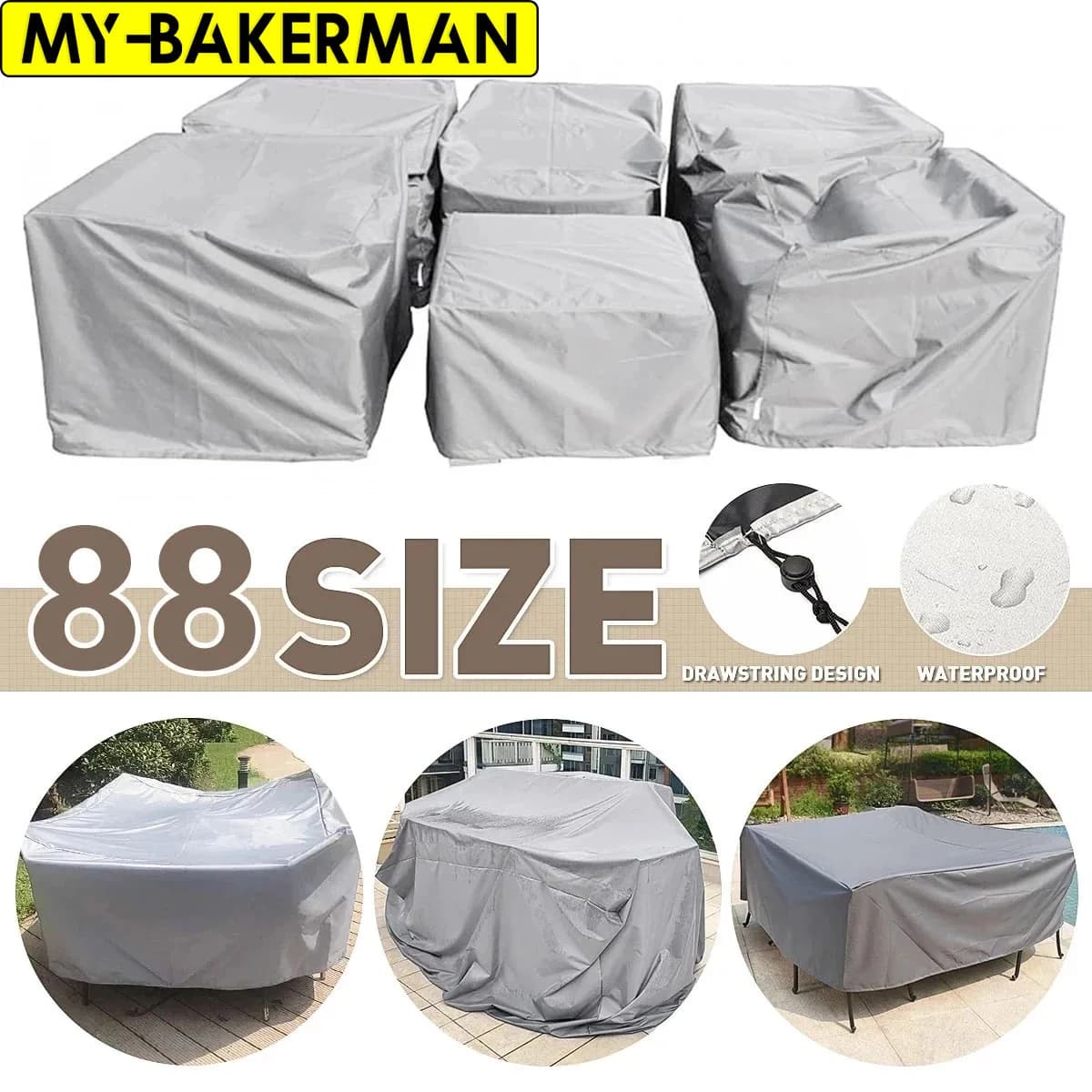 Fodere per mobili da giardino impermeabili, copertura per set di mobili da giardino Copertura per set di divani componibili per esterni, copertura per set tavolo e sedie da patio