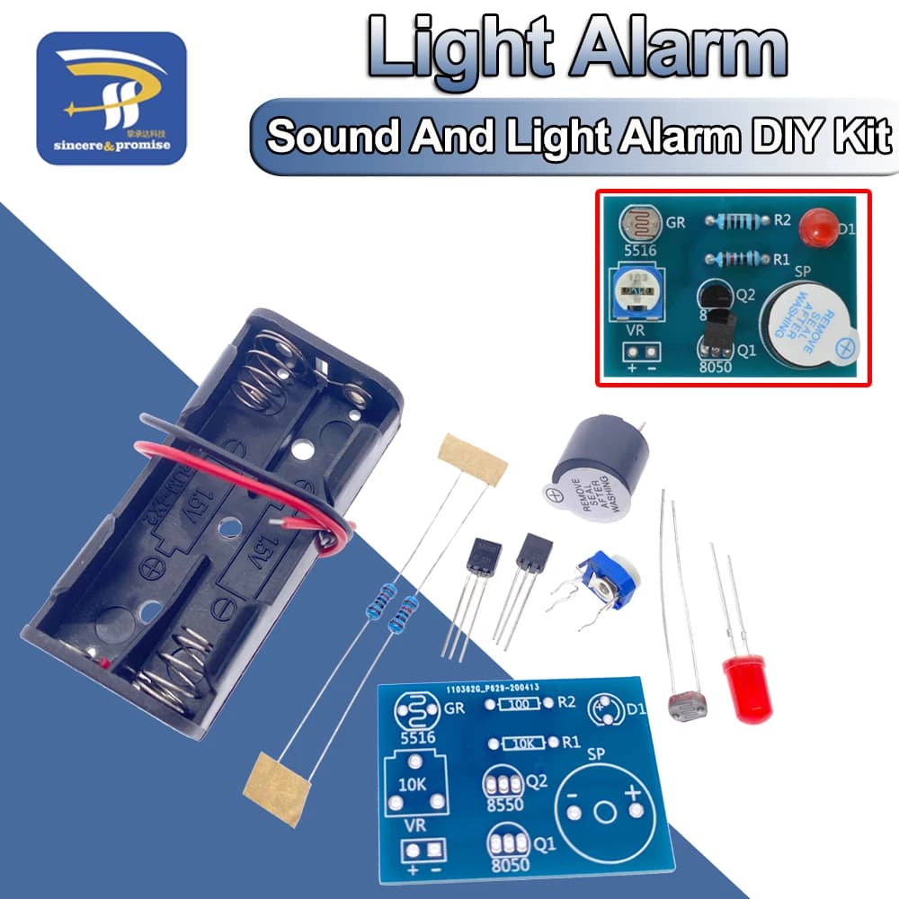 Allarme fotosensibile della luce sonora Kit fai-da-te assemblaggio di invenzioni di produzione elettronica modulo sensore di suono e luce Suite di dispositivi