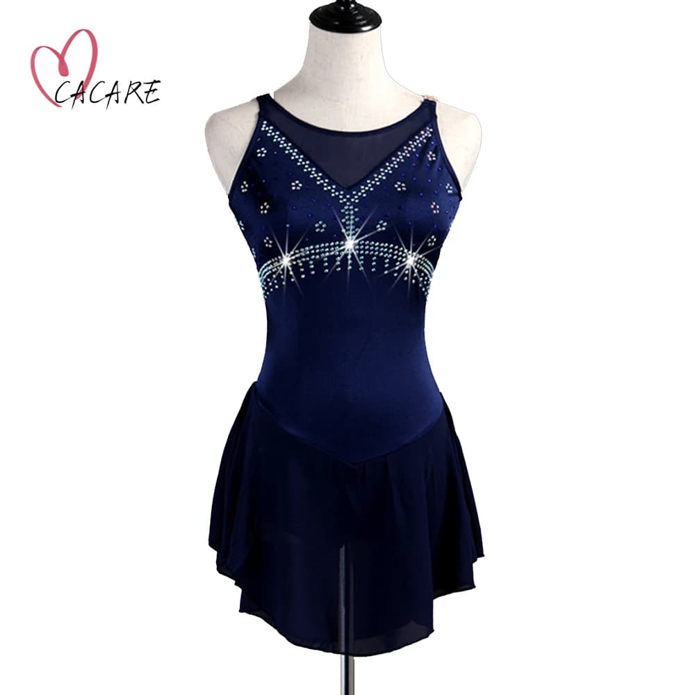 Abito da pattinaggio di figura Abbigliamento da ballo Abiti da pattinaggio su ghiaccio Abiti da ragazza Costume di scena Abito da ballo Zymdancestyle Abito corto 043