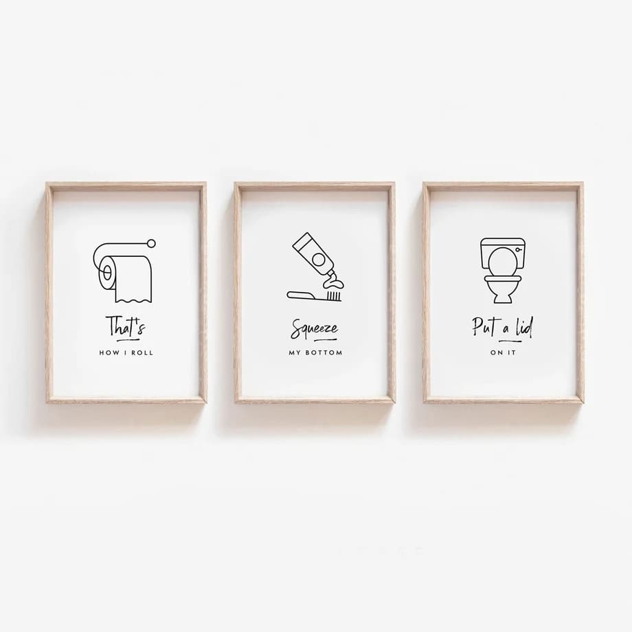 Denti per spazzole di carta igienica Toilette Wall Art Canvas Painting Nordic Poster Stampe d'arte Immagini a parete per soggiorno Bagno Decor