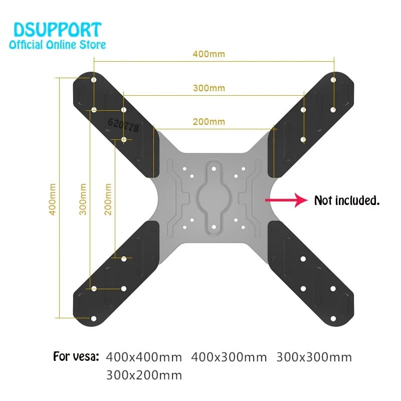 Prolunga Adattatore VESA da 200x200mm a 400x400mm per Supporto TV e Supporto per Monitor