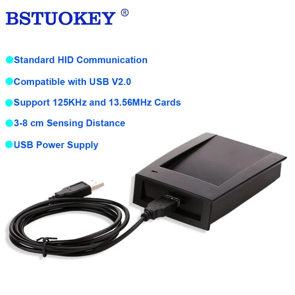 Sensore di prossimità senza driver per lettore USB RFID dual-band 125kHz/13,56 MHz per sistemi di controllo accessi, integrazione di uffici/serratura intelligente