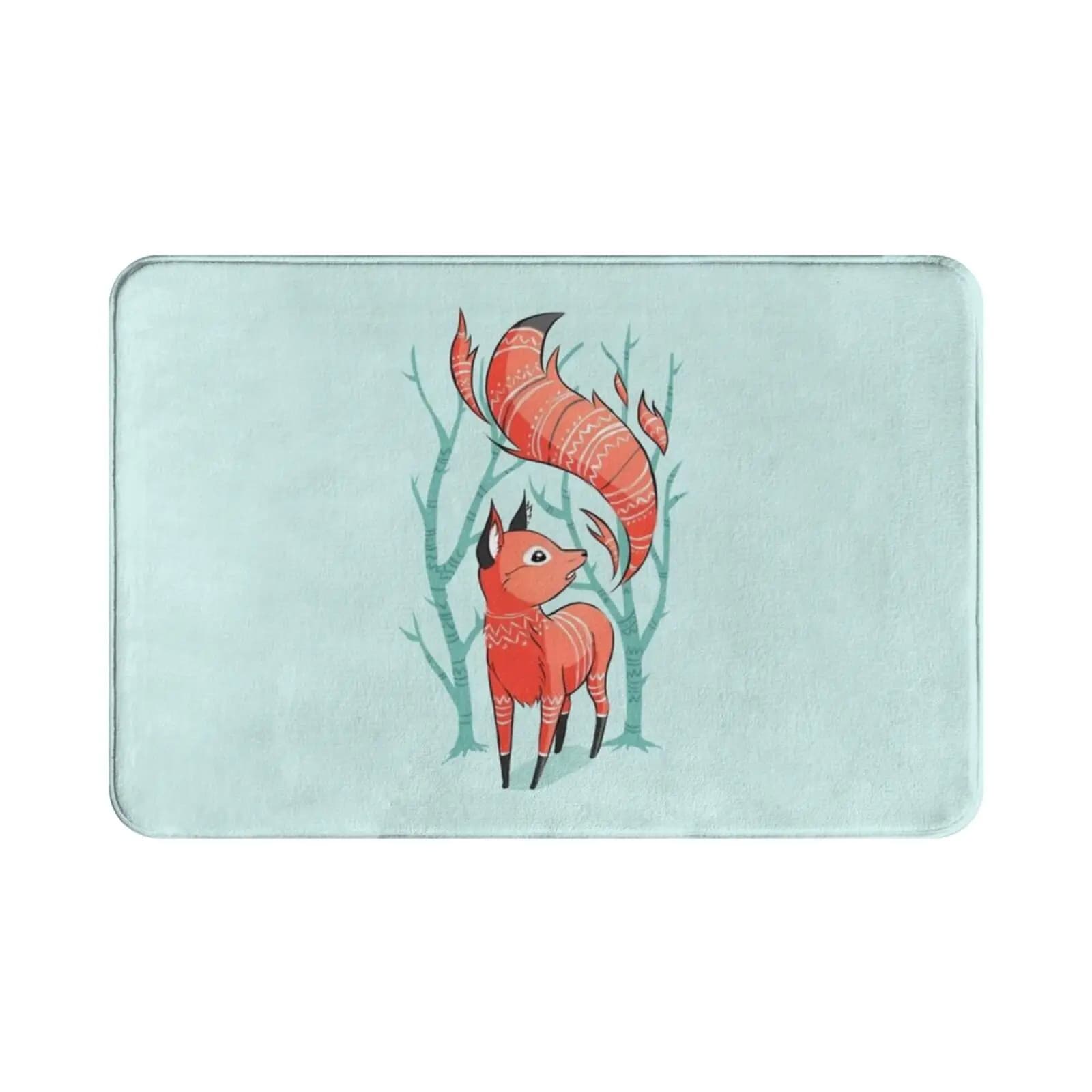 Inverno Volpe Tappeto Tappetino Tappeto Cuscino Morbido Antiscivolo Simpatico Piccola Volpe Inverno Freddo Ornamento Coda Alberi Fantasia Vivaio Animale