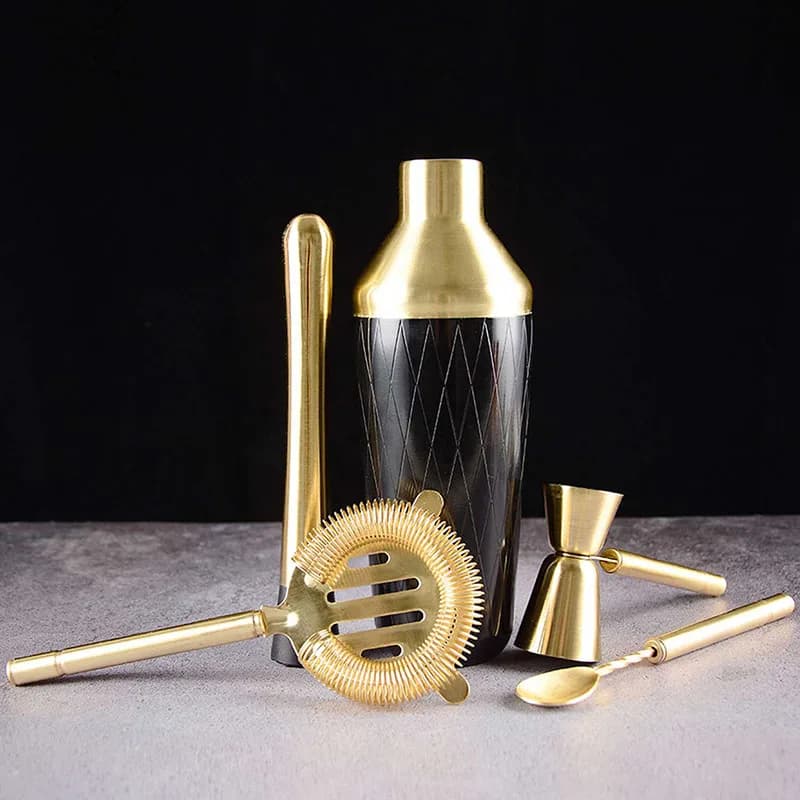 Set Shaker Bar per Cocktail con Accessori - Kit Martini con Jigger Misurino e Cucchiaio Miscelatore, Filtro, Muddler