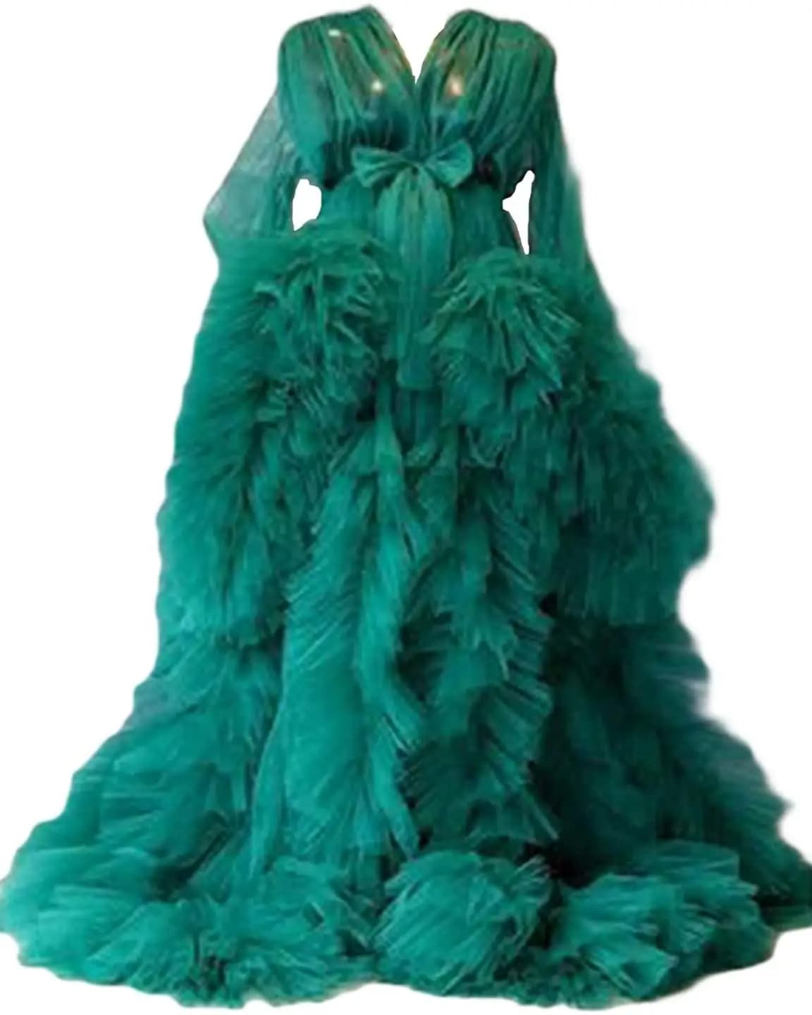 Elegant Green Evening Dresses Pregnant Women's Tulle Dress for Maternity Photographic Service Brochure Clear Inflated Burgundy Bathrobe