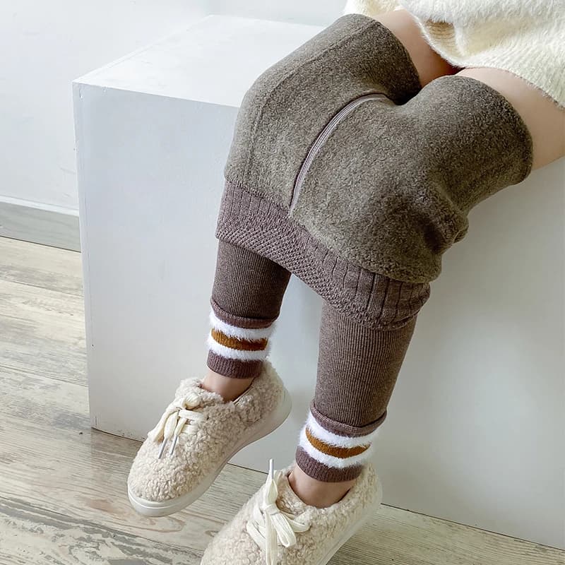 Leggings termici invernali per bambina autunno bambini pantaloni spessi in velluto bambini caldi simpatici collant a righe principessa accessori per bambini