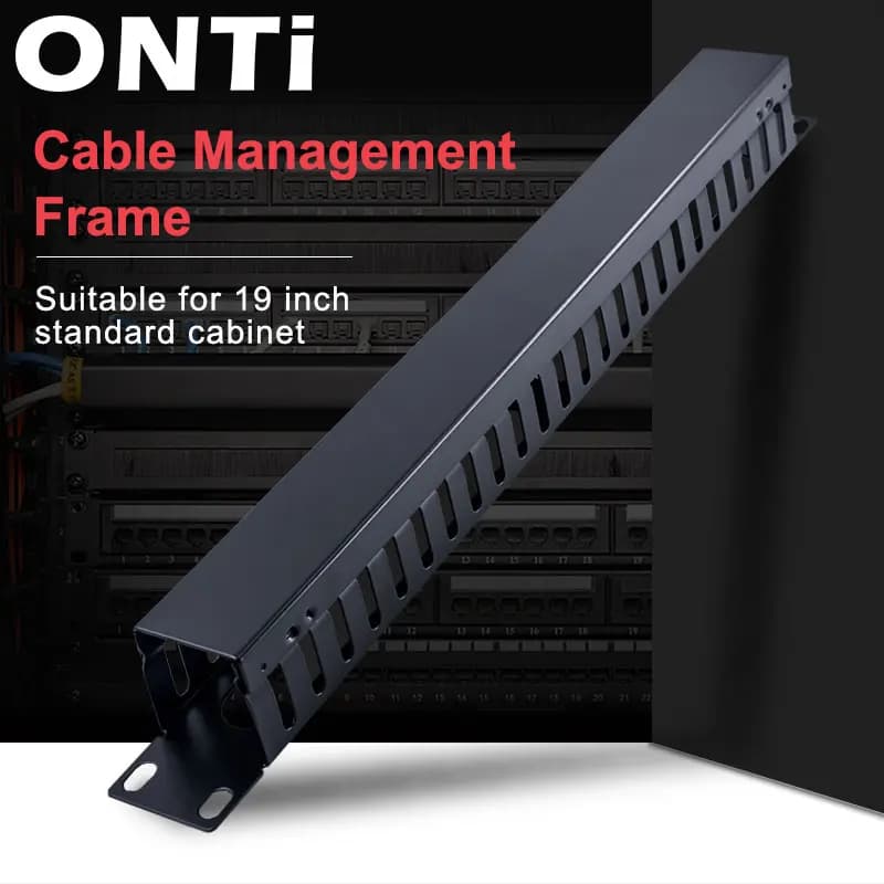 ONTi 1U/2U gestione cavi montaggio orizzontale Rack Server da 19 pollici, Organizer per cavi con condotto per dito in metallo a 12/24 Slot con coperchio