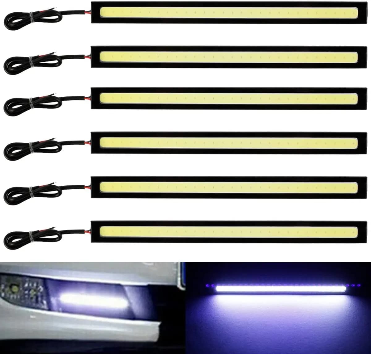 HOT DRL striscia luminosa a LED per auto 12V illuminazione di guida bianca strisce LED COB impermeabili barra di luci bianche per interni auto ultrasottili