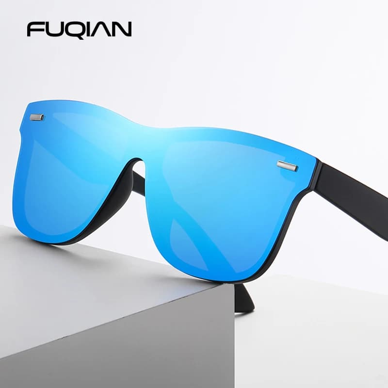 Luxury Square Polarized Sunglasses Men Women's Fashion Single Piece Sunglasses Unisex Vintage Mirror Blue Guide Travel Toneality