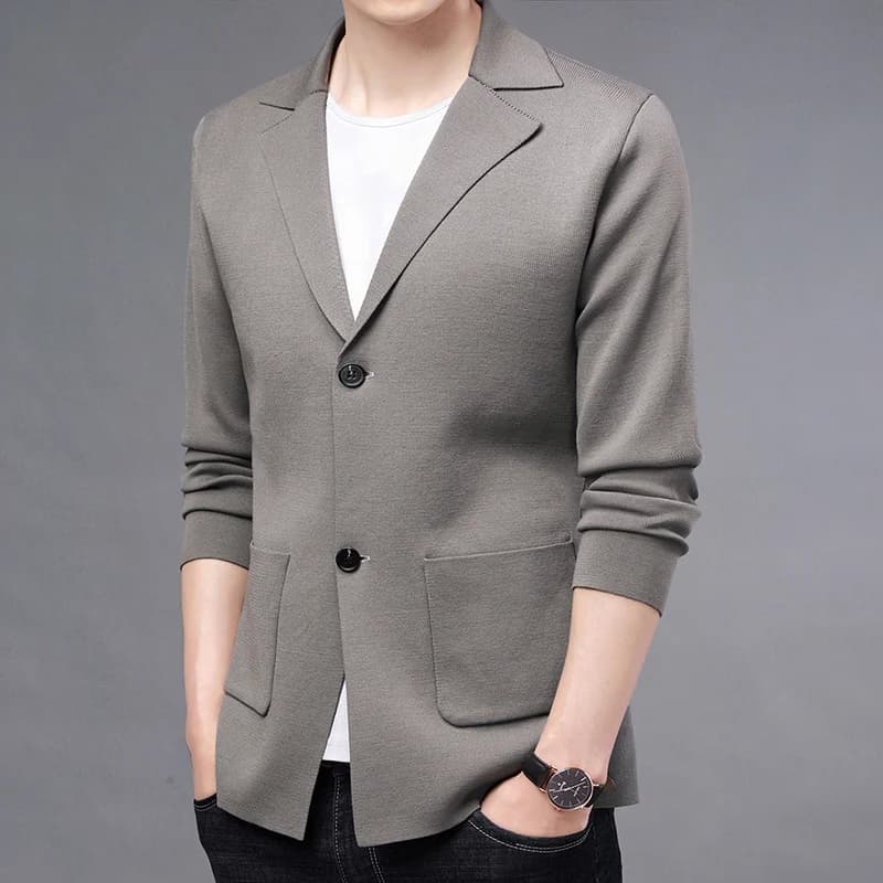 Nuovo Cardigan uomo maglieria blazer cappotti moda Slim Fit giacca da uomo lavorata a maglia stile coreano colletto rovesciato abbigliamento casual da uomo