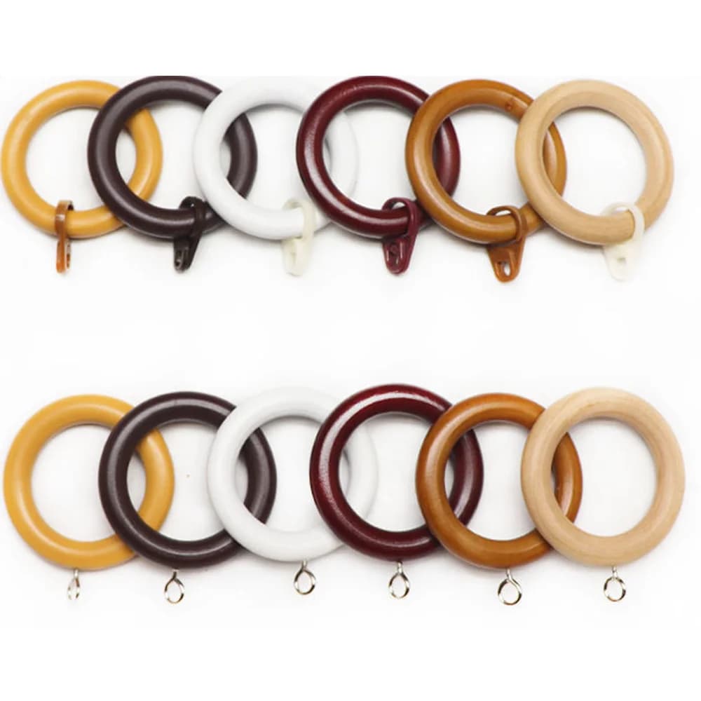 1 dozen wooden decorative rings for curtains with removable or screwed clip
