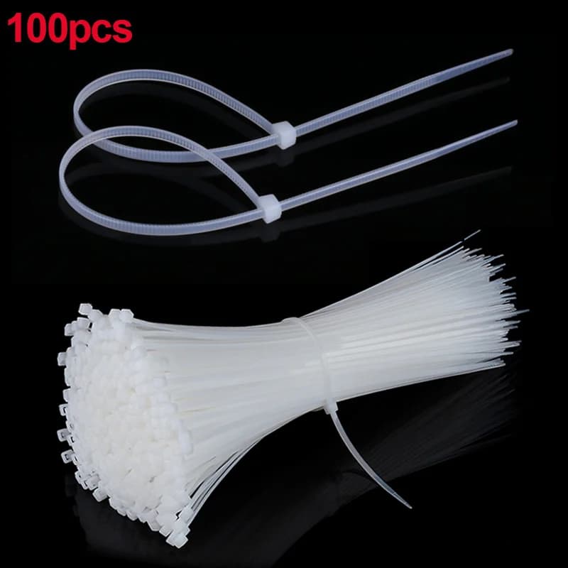 100 pz/lotto di Auto-bloccaggio In Plastica Nylon Cable Tie 2.5*100mm 2.5*150mm 2.5*200mm Cavi Elettrici Accessori Bianco/Nero