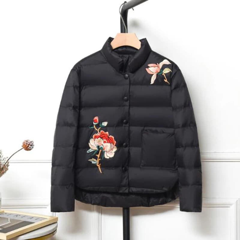 SEDUTMO di Modo di Inverno Anatra Imbottiture Giubbotti Donne Oversize Del Ricamo Del Cappotto Breve Casual Puffer Giacca in Autunno Parka ED1198