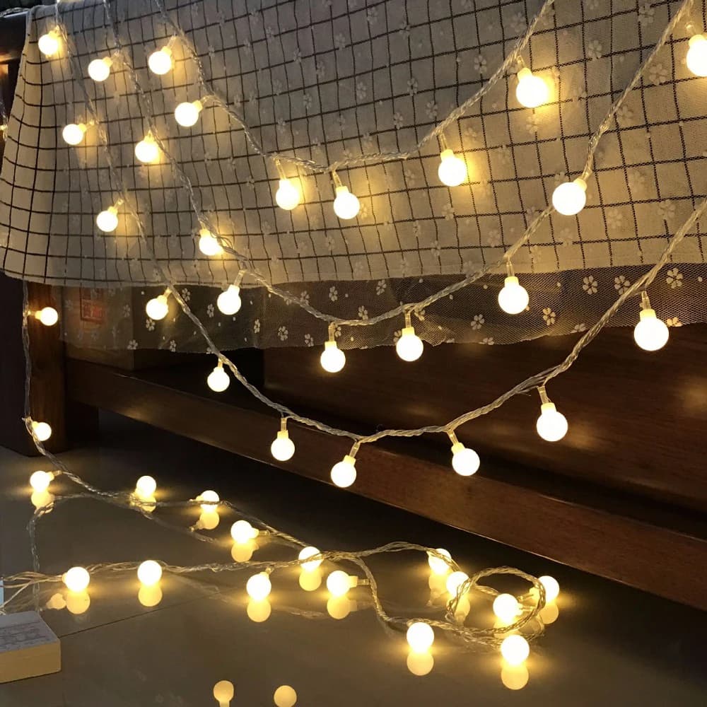 3M/6M/10M Sfera LED String Light 20LED 40LED 80LED Catena Lucine Vacanza Natale Matrimonio Decorazioni per esterni Funziona a batteria