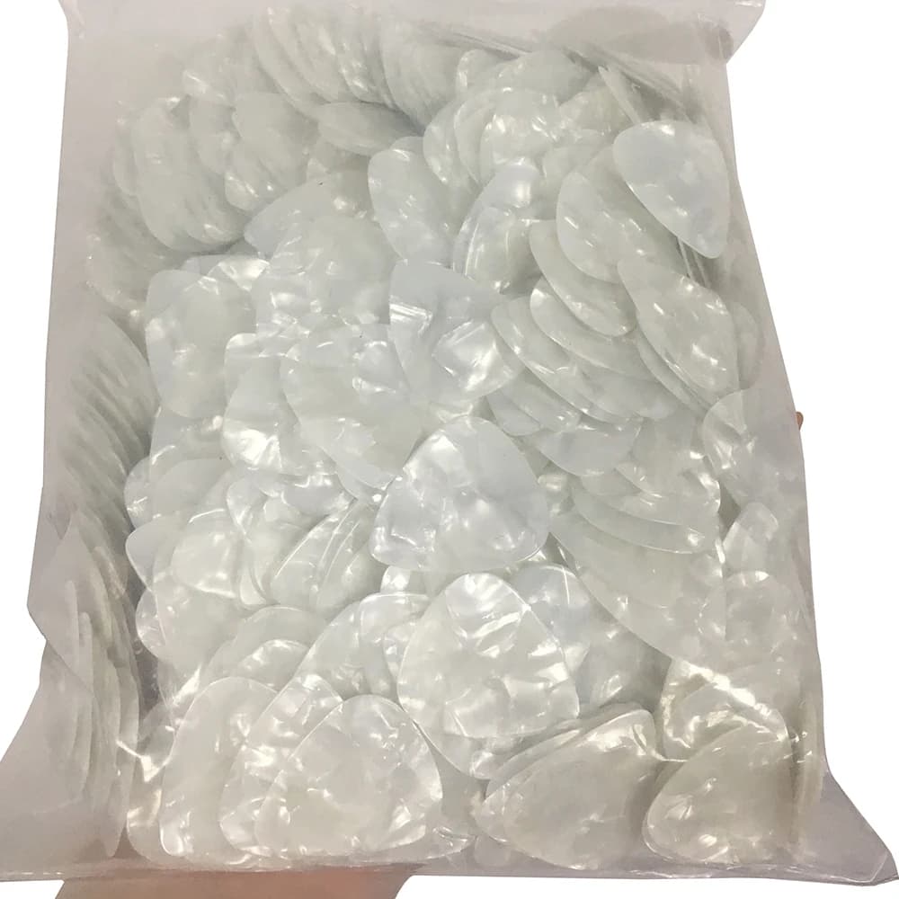 Lotti all'ingrosso di 500 pezzi Plettri per chitarra in celluloide bianco perla 0,46 mm / 0,71 mm / 0,96 mm / 1,5 mm