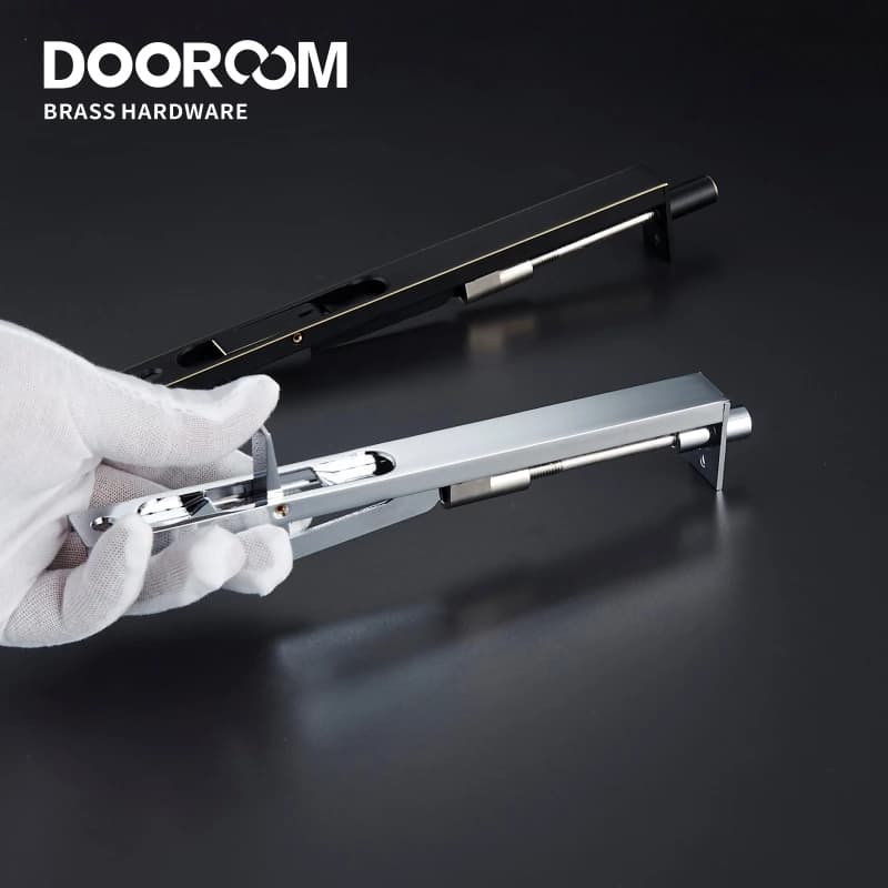 Dooroom ottone bullone a filo fermo nascosto sicurezza scorrevole blocco leva azione 8 "10" 12 "24" per doppia porta con potente molla