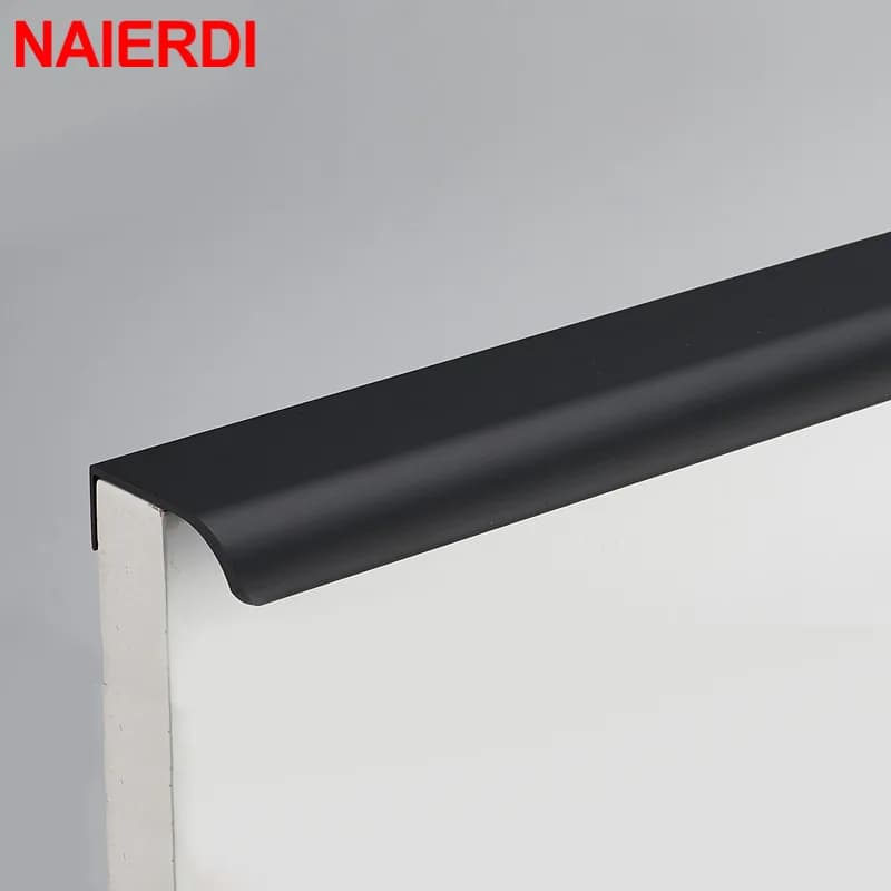 NAIERDI Maniglie per armadi da cucina in lega di zinco Maniglie per mobili nascoste in argento nero Manopole per cassetti Maniglia per mobili per porte della camera da letto