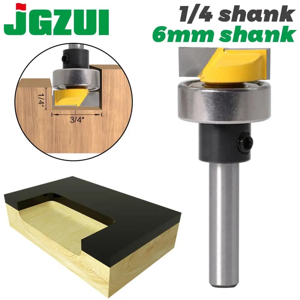 JGZUI Gambo da 6 mm Modello con gambo da 1/4" Punta del router per la pulizia del fondo 3/4"L X 1/4"H Taglierina per la lavorazione del legno Taglierina per tenone per la lavorazione del legno